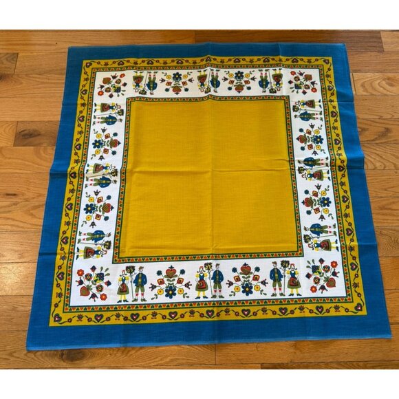 Vintage Tablecloth Pennsylvania Dutch Print 35” x 35” - Picture 2 of 10